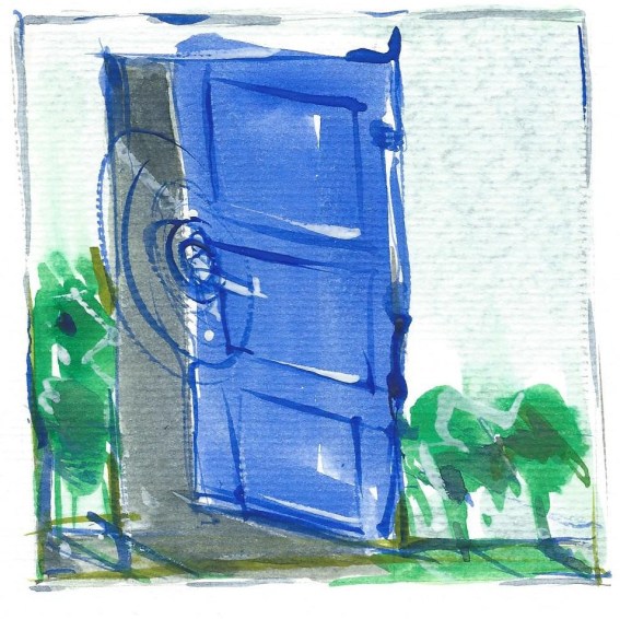 porte bleue, illustration d'Olivier Dende